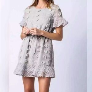 &Merci Women’s Grey Mini Pom Pom Dress
